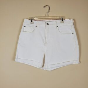 Eddie Bauer White Slightly Curvy Original High Rise Jean Shorts Size 12